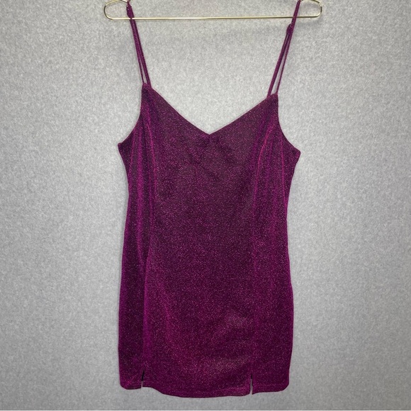 Lulu’s Vamped Up Magenta Sparkly Fairy Sleeveless Mini Holiday Party Dress - Picture 5 of 11
